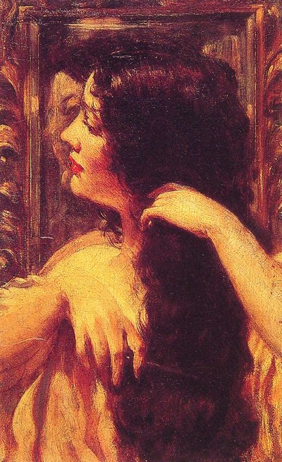 Brunette Combing Her Hair by James Carroll Beckwith